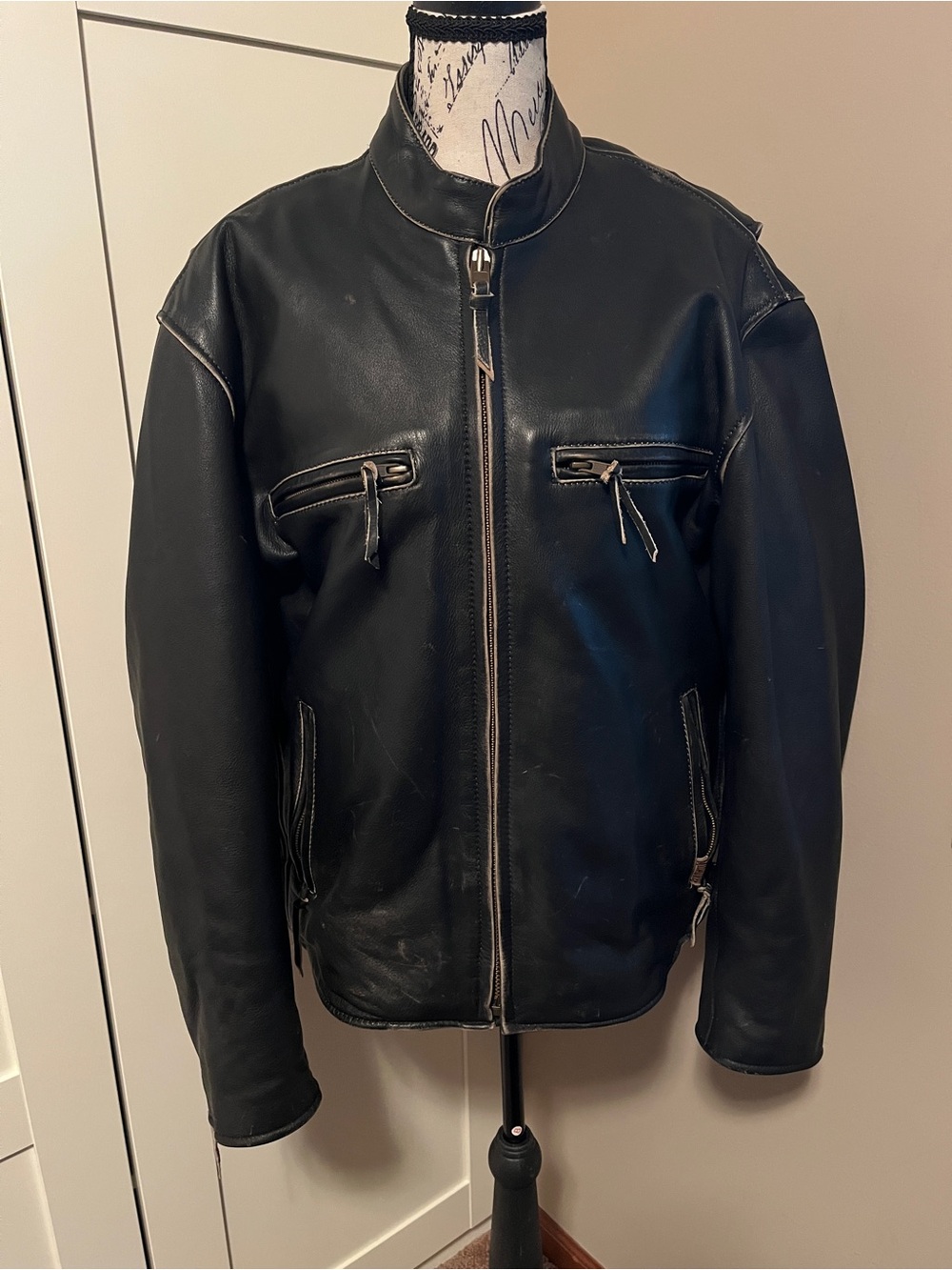 Milwaukee Vintage Motorcycle Men's Brown Leather Bomber Jacket with Zip Pockets